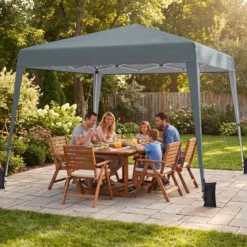 3 x 3 m Faltpavillon Wasserfest Höhenverstellbar Sonnenschutz für Camping Hof Grau