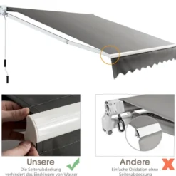 3 x 2,5 m Gelenkarmmarkise Sonnenmarkise Balkonmarkise Terrassenmarkise Klemmmarkise mit UV- und wasserbeständigem Material