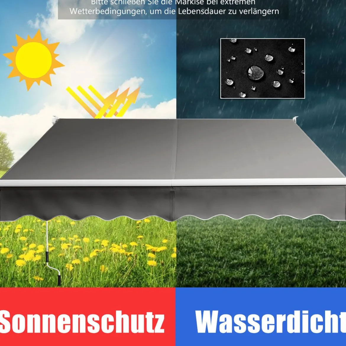 3 x 2,5 m Gelenkarmmarkise Sonnenmarkise Balkonmarkise Terrassenmarkise Klemmmarkise mit UV- und wasserbeständigem Material