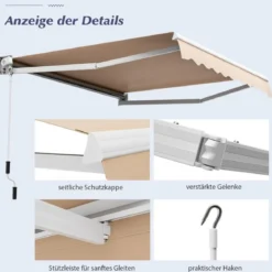 3 x 2,5 m Gelenkarmmarkise Sonnenmarkise Balkonmarkise Terrassenmarkise Klemmmarkise mit UV- und wasserbeständigem Material