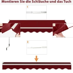 3 x 2,5 m Gelenkarmmarkise Sonnenmarkise Balkonmarkise Terrassenmarkise Klemmmarkise mit UV- und wasserbeständigem Material