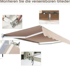 3 x 2,5 m Gelenkarmmarkise Sonnenmarkise Balkonmarkise Terrassenmarkise Klemmmarkise mit UV- und wasserbeständigem Material