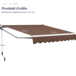 3 x 2,5 m Gelenkarmmarkise Sonnenmarkise Balkonmarkise Terrassenmarkise Klemmmarkise mit UV- und wasserbeständigem Material