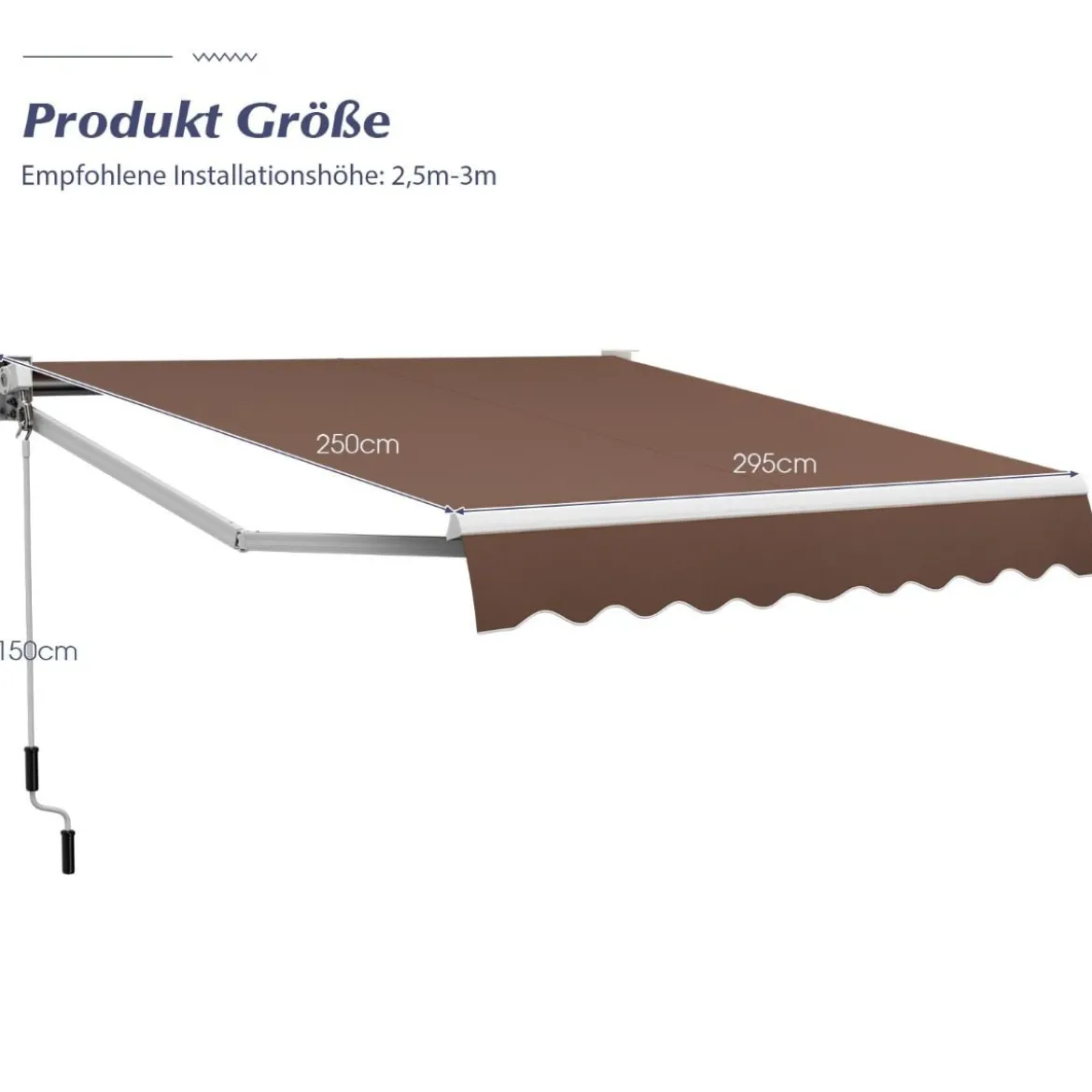 3 x 2,5 m Gelenkarmmarkise Sonnenmarkise Balkonmarkise Terrassenmarkise Klemmmarkise mit UV- und wasserbeständigem Material