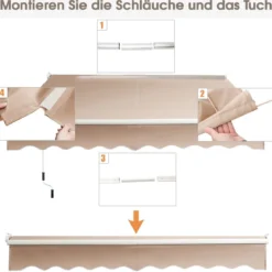 3 x 2,5 m Gelenkarmmarkise Sonnenmarkise Balkonmarkise Terrassenmarkise Klemmmarkise mit UV- und wasserbeständigem Material