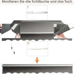 3 x 2,5 m Gelenkarmmarkise Sonnenmarkise Balkonmarkise Terrassenmarkise Klemmmarkise mit UV- und wasserbeständigem Material