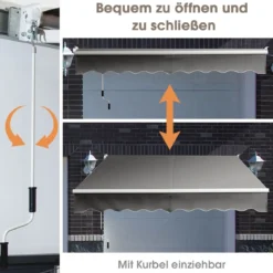 3 x 2,5 m Gelenkarmmarkise Sonnenmarkise Balkonmarkise Terrassenmarkise Klemmmarkise mit UV- und wasserbeständigem Material