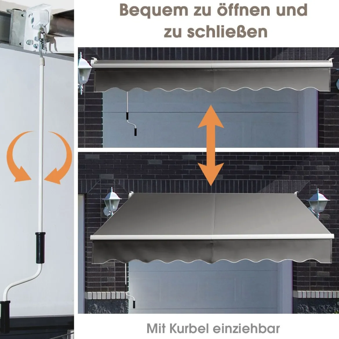 3 x 2,5 m Gelenkarmmarkise Sonnenmarkise Balkonmarkise Terrassenmarkise Klemmmarkise mit UV- und wasserbeständigem Material