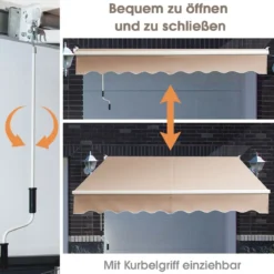 3 x 2,5 m Gelenkarmmarkise Sonnenmarkise Balkonmarkise Terrassenmarkise Klemmmarkise mit UV- und wasserbeständigem Material