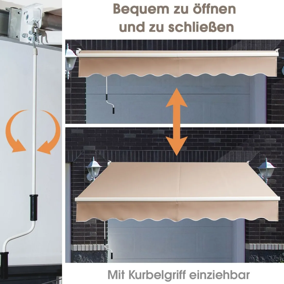 3 x 2,5 m Gelenkarmmarkise Sonnenmarkise Balkonmarkise Terrassenmarkise Klemmmarkise mit UV- und wasserbeständigem Material