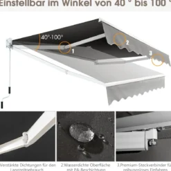 3 x 2,5 m Gelenkarmmarkise Sonnenmarkise Balkonmarkise Terrassenmarkise Klemmmarkise mit UV- und wasserbeständigem Material