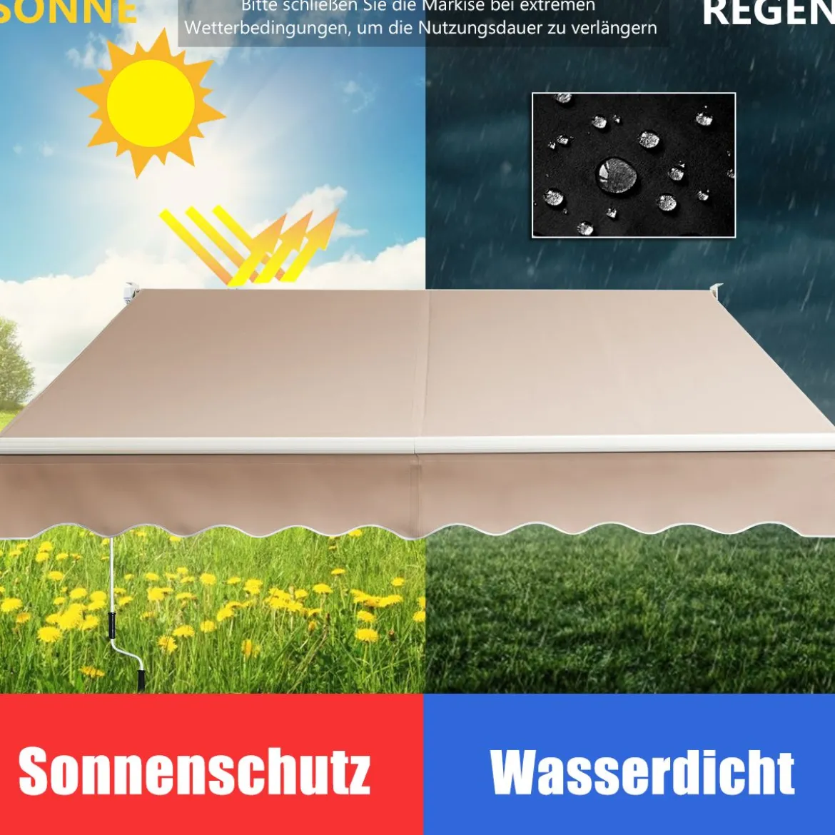 3 x 2,5 m Gelenkarmmarkise Sonnenmarkise Balkonmarkise Terrassenmarkise Klemmmarkise mit UV- und wasserbeständigem Material
