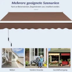 3 x 2,5 m Gelenkarmmarkise Sonnenmarkise Balkonmarkise Terrassenmarkise Klemmmarkise mit UV- und wasserbeständigem Material