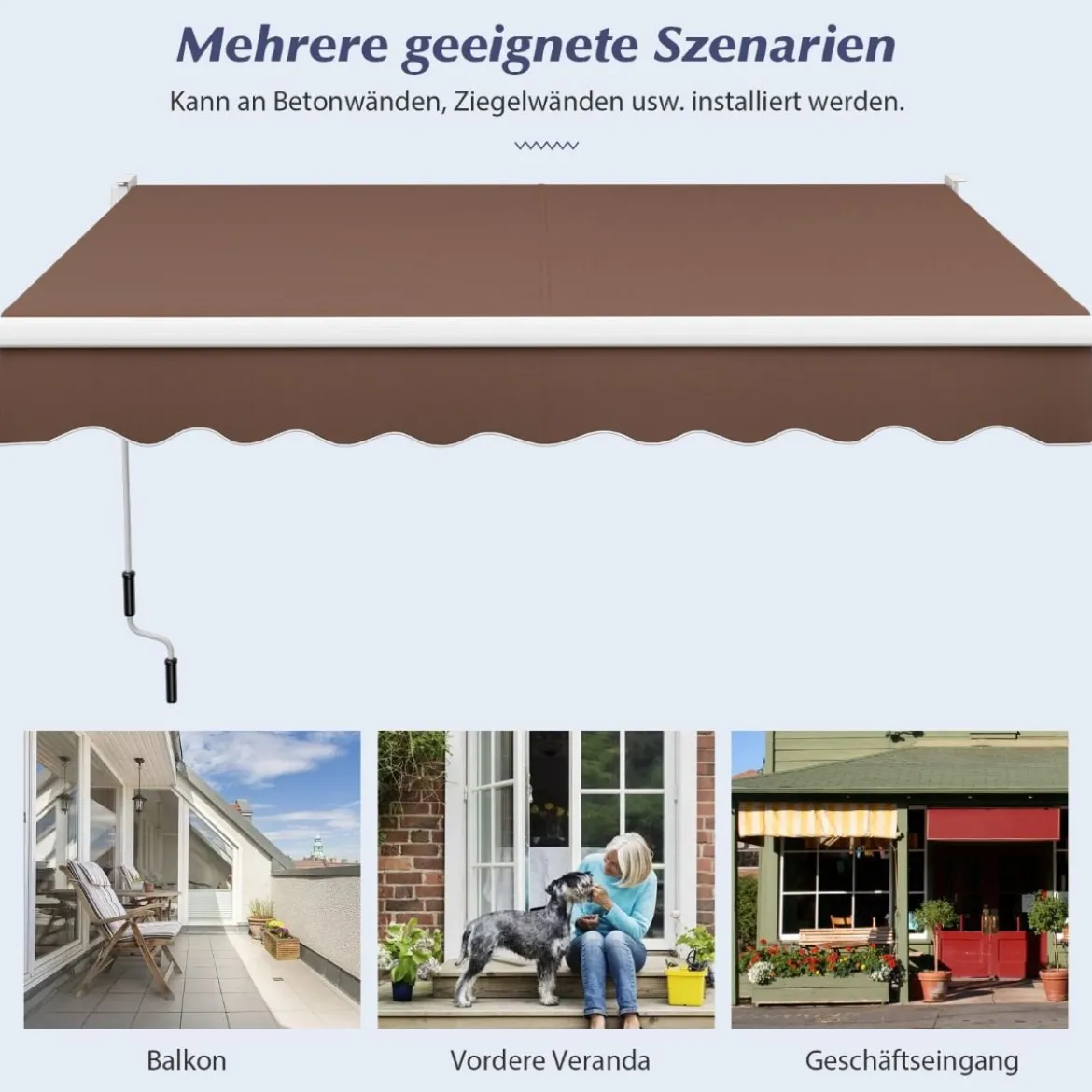 3 x 2,5 m Gelenkarmmarkise Sonnenmarkise Balkonmarkise Terrassenmarkise Klemmmarkise mit UV- und wasserbeständigem Material