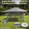 4 x 4 m Pavillon Gartenpavillon mit Netzseitenwänden UV-Schutz 50+ Grau