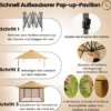 4 x 4 m Pavillon Gartenpavillon mit Netzseitenwänden UV-Schutz 50+ Khaki