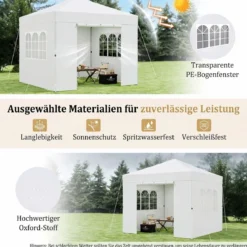 3 x 3m Pavillon Klappbar Wasserfester Gartenpavillon mit Abnehmbaren Seitenwänden Metallrahmen