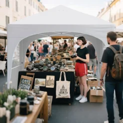 3 x 3 M Pavillon mit 4 Abnehmbaren Seitenwänden Gartenzelt inkl. Rolltasche 8 Heringe 4 Anker Weiß