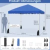 3 x 3 m Pavillon Wasserdichter Faltpavillon mit Rolltasche Winterfestes Gartenzelt Gartenpavillon Blau