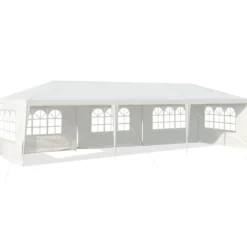 3 x 9 m Pavillon Zelt Gartenpavillon Gartenzelt mit 5 abnehmbaren Seitenwände weiß
