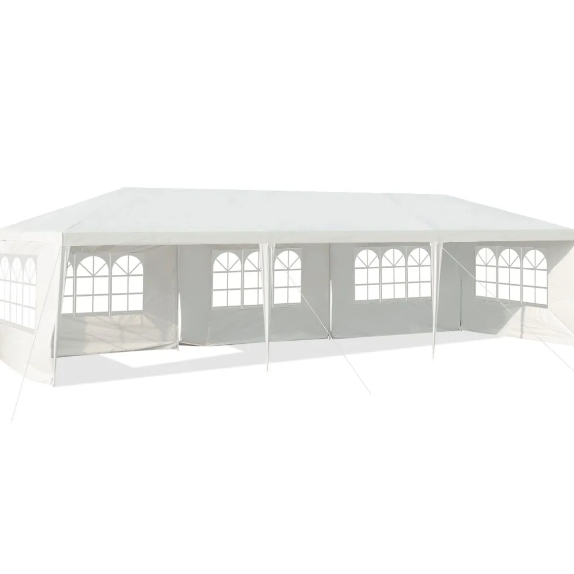 3 x 9 m Pavillon Zelt Gartenpavillon Gartenzelt mit 5 abnehmbaren Seitenwände weiß