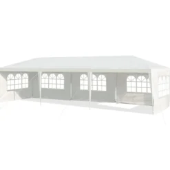 3 x 9 m Pavillon Zelt Gartenpavillon Gartenzelt mit 5 abnehmbaren Seitenwände weiß