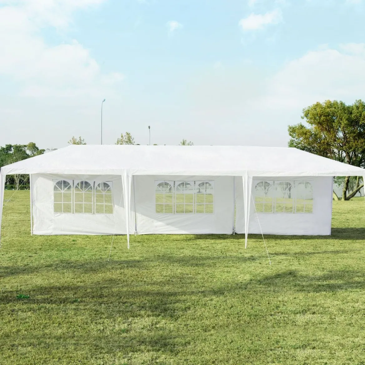3 x 9 m Pavillon Zelt Gartenpavillon Gartenzelt mit 5 abnehmbaren Seitenwände weiß