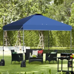3 x 3m Pop-up Gartenpavillon Faltpavillon Pavillon Sonnenschutz Outdoor Sofortschutz Gartenpavillon Blau