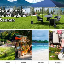 3 x 3m Pop-up Gartenpavillon Faltpavillon Pavillon Sonnenschutz Outdoor Sofortschutz Gartenpavillon Blau