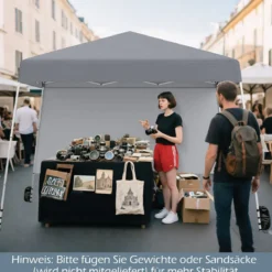 3 x 3 m Pop up Pavillon Faltpavillon Gartenzelt Wasserdicht & Sonnenschutz Gartenpavillon Grau