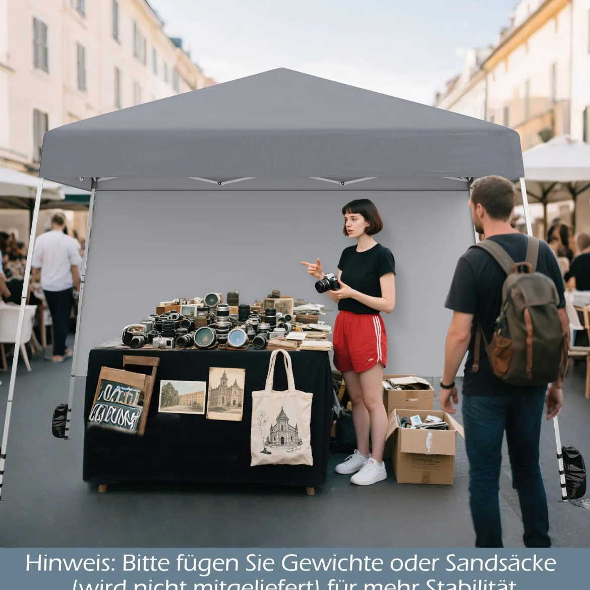 3 x 3 m Pop up Pavillon Faltpavillon Gartenzelt Wasserdicht & Sonnenschutz Gartenpavillon Grau