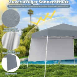 3 x 3 m Pop up Pavillon Faltpavillon Gartenzelt Wasserdicht & Sonnenschutz Gartenpavillon Grau