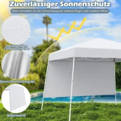 3 x 3 m Pop up Pavillon Faltpavillon Gartenzelt Wasserdicht & Sonnenschutz Gartenpavillon Partyzelt Weiß