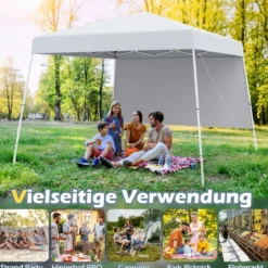 3 x 3 m Pop up Pavillon Faltpavillon Gartenzelt Wasserdicht & Sonnenschutz Gartenpavillon Partyzelt Weiß