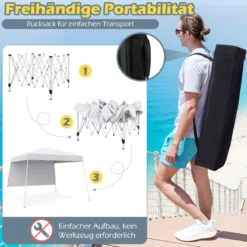 3 x 3 m Pop up Pavillon Faltpavillon Gartenzelt Wasserdicht & Sonnenschutz Gartenpavillon Partyzelt Weiß