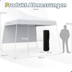 3 x 3 m Pop up Pavillon Faltpavillon Gartenzelt Wasserdicht & Sonnenschutz Gartenpavillon Partyzelt Weiß