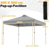 3 x 3 m Pop-Up Pavillon mit 4 Sandsäcken & Heringen & Seilen Faltpavillon Gartenpavillon Grau