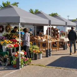 3 x 3 m Pop-Up Pavillon mit 4 Sandsäcken & Heringen & Seilen Faltpavillon Gartenpavillon Grau