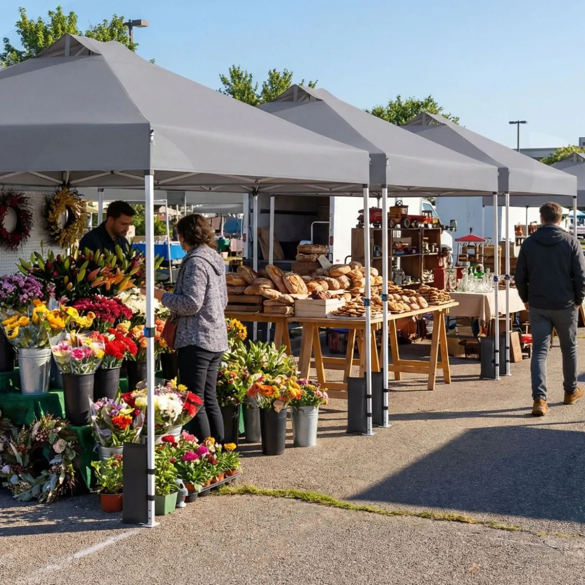 3 x 3 m Pop-Up Pavillon mit 4 Sandsäcken & Heringen & Seilen Faltpavillon Gartenpavillon Grau