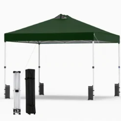 3 x 3 m Pop-Up Pavillon mit 4 Sandsäcken & Heringen & Seilen Faltpavillon Gartenpavillon Grün