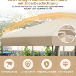 3x3 m Pop up Pavillon mit Tragetasche & UV50+ Höhenverstellbarer Faltpavillon Weiß