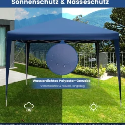 3 x 3 m Pop-Up Pavillon Strandzelt für den Außenbereich Blau