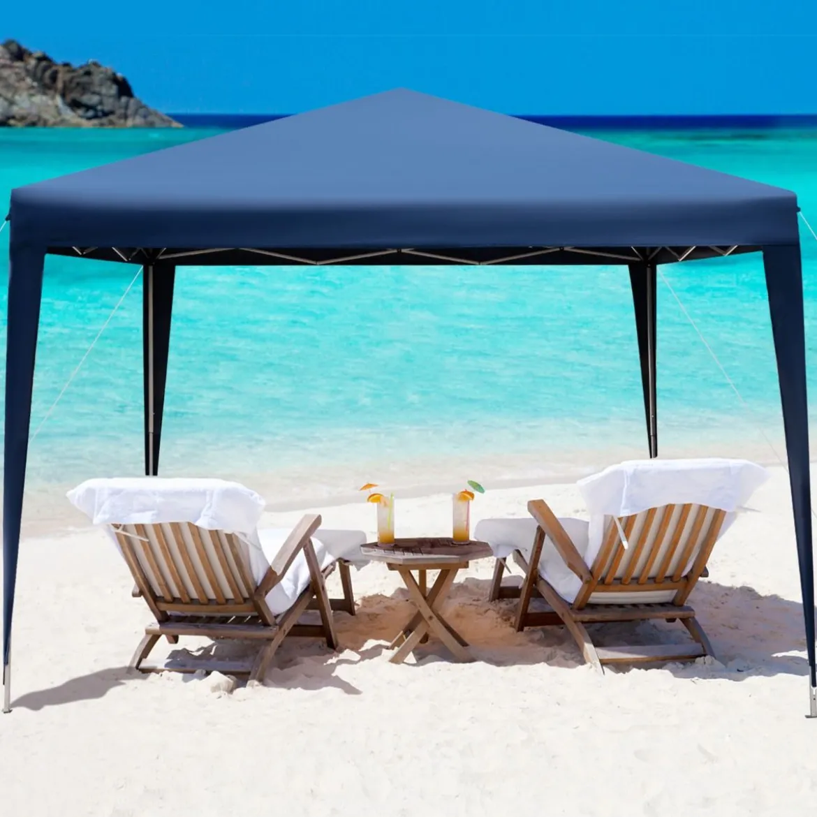 3 x 3 m Pop-Up Pavillon Strandzelt für den Außenbereich Blau