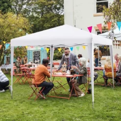 3 x 3 m Pop-Up Pavillon Strandzelt für den Außenbereich Weiß