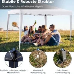 3 x 3 m Pop-Up Pavillon Strandzelt für den Außenbereich Weiß