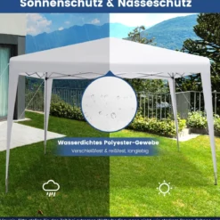 3 x 3 m Pop-Up Pavillon Strandzelt für den Außenbereich Weiß