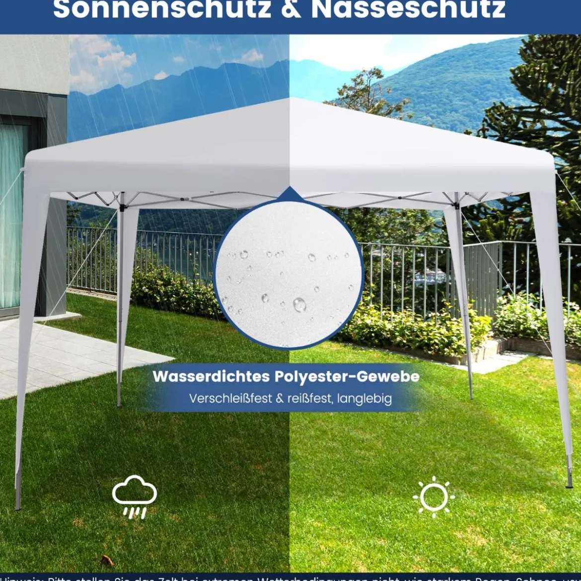 3 x 3 m Pop-Up Pavillon Strandzelt für den Außenbereich Weiß