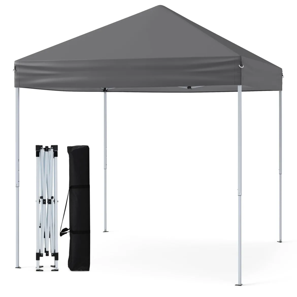 2 x 2m Pop-up Pavillon Wasserdichter Faltpavillon Winterfester Gartenpavillon UV-Schutz 50+ Grau