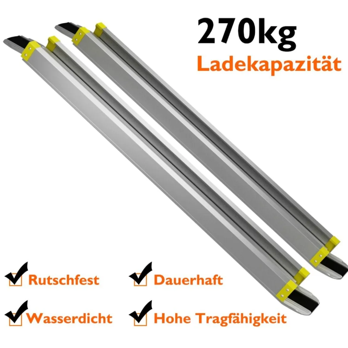 2 x Rollstuhlrampe bis 270 kg 91,5-152,5cm Teleskoprampe mit Antirutsch Belag Laderampe Rampe Alu