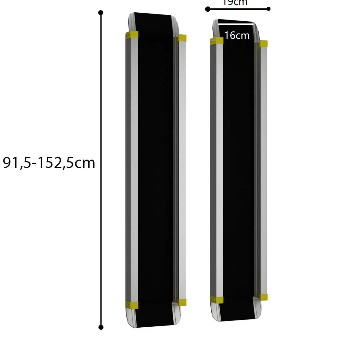 2 x Rollstuhlrampe bis 270 kg 91,5-152,5cm Teleskoprampe mit Antirutsch Belag Laderampe Rampe Alu